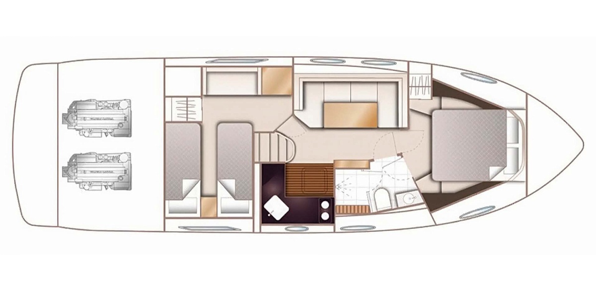 Аренда яхты Princess V39 на Пхукете - план палубы | Extremalov Group